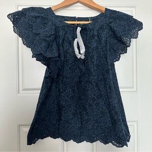 AE77 American Eagle Navy Women’s Peasant Boho Blouse Dress Shirt Small